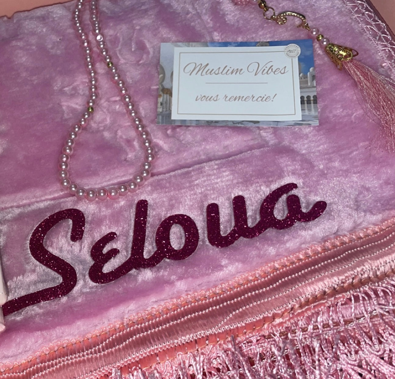 Tapis en velours épais rose dragée - personnalisé