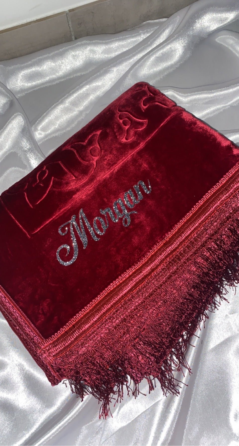 Tapis en velours épais rouge - personnalisé