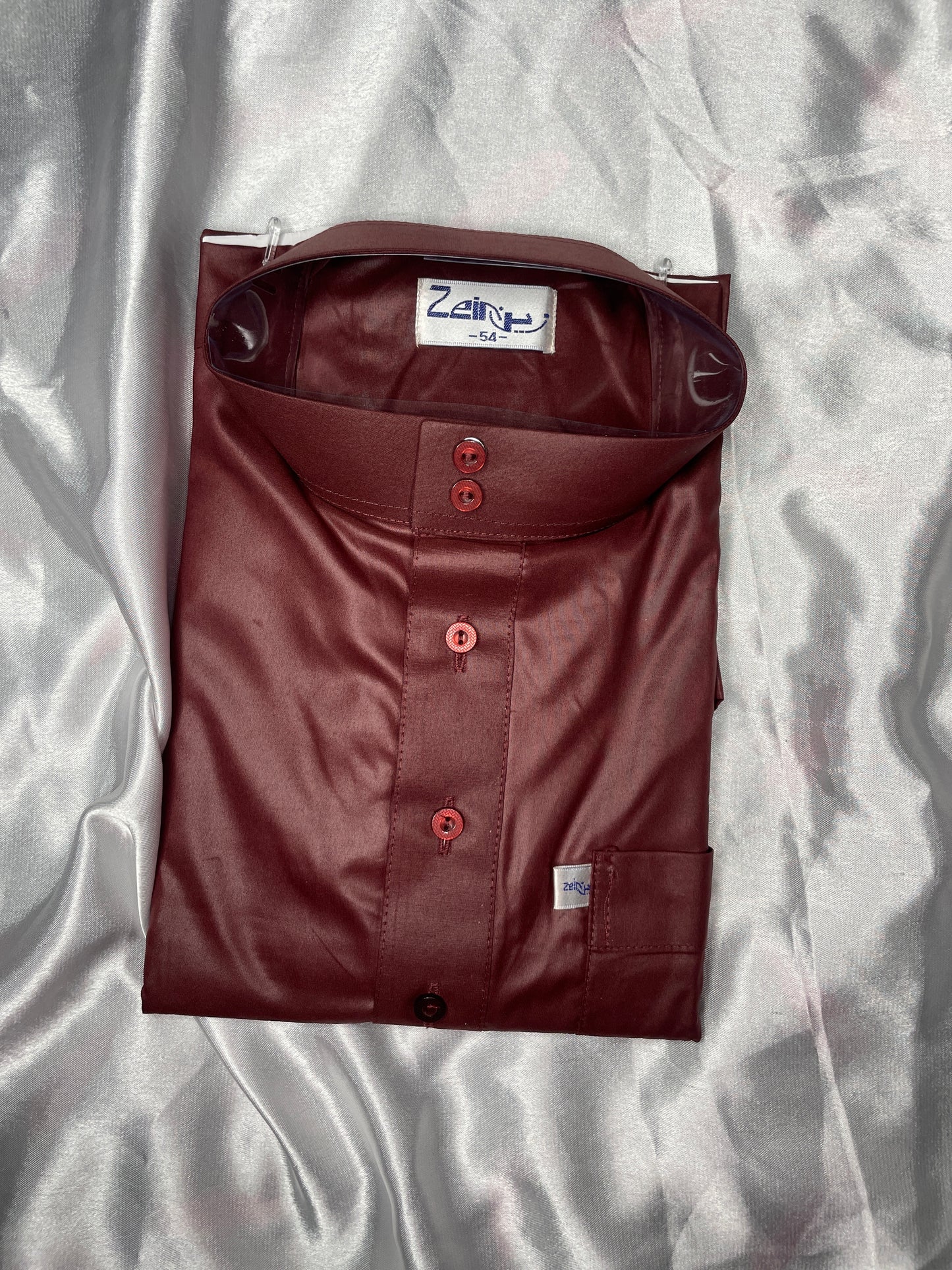 Qamis à col - bordeaux