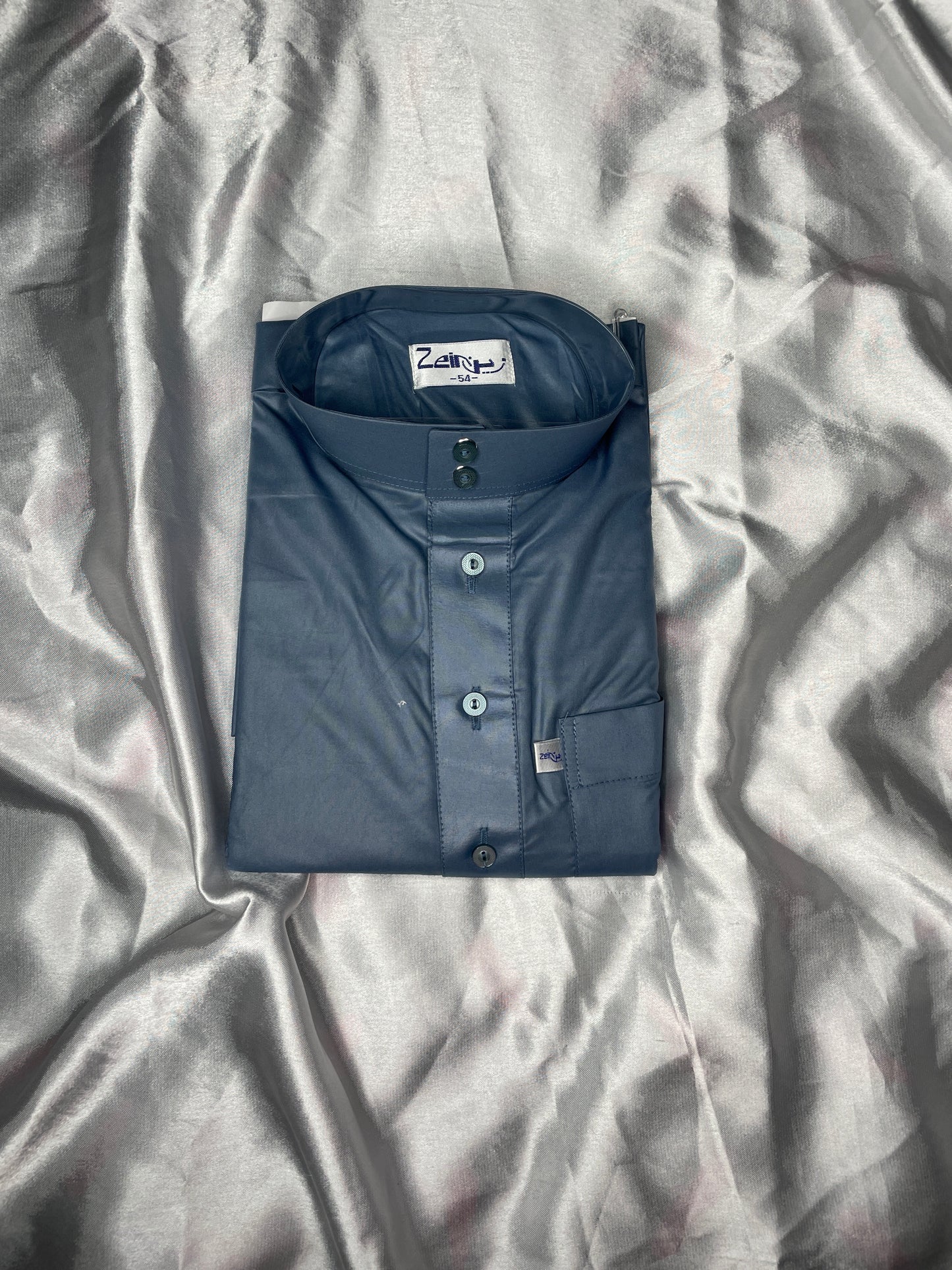 Qamis à col - bleu