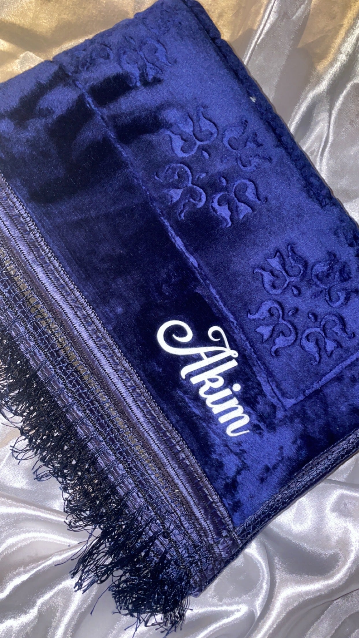 Tapis en velours épais bleu nuit - personnalisé