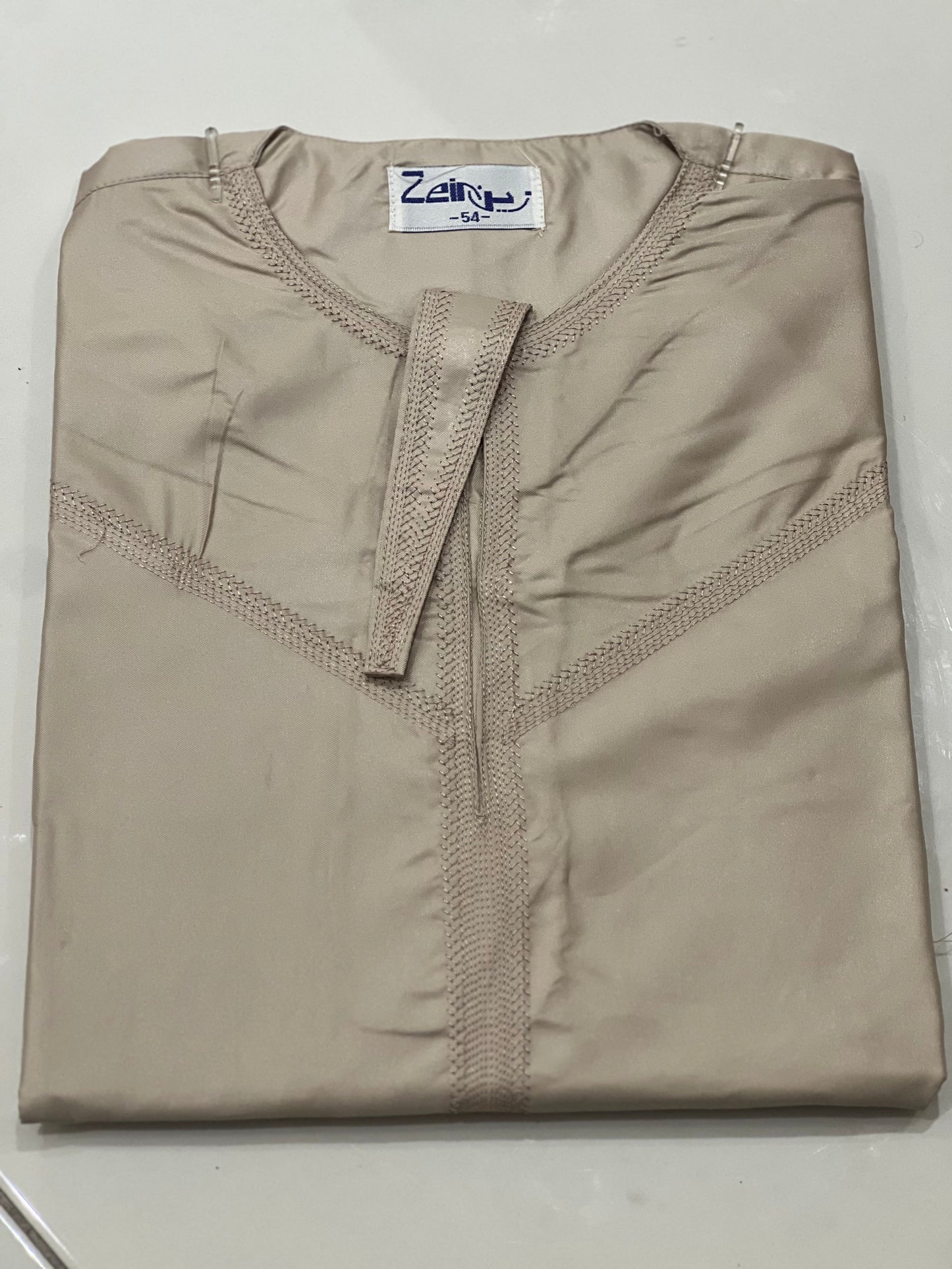 Qamis Omani beige/marron clair personnalisé