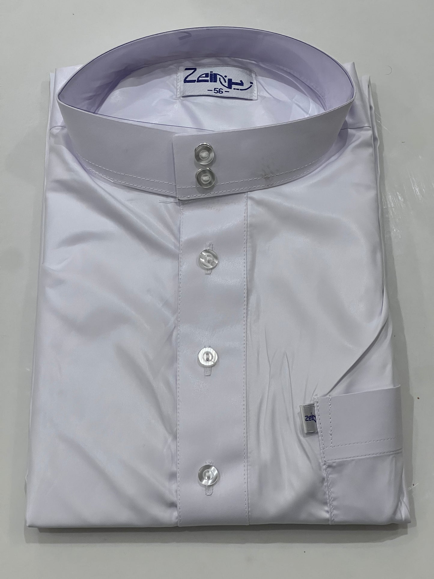 Qamis à col - blanc