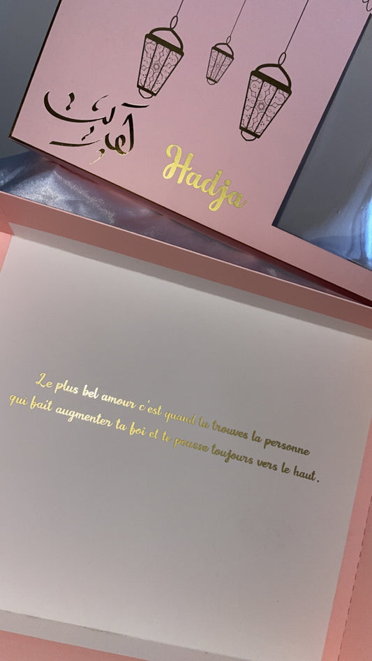 Grande boîte coffret rose - personnalisation du prénom + phrase