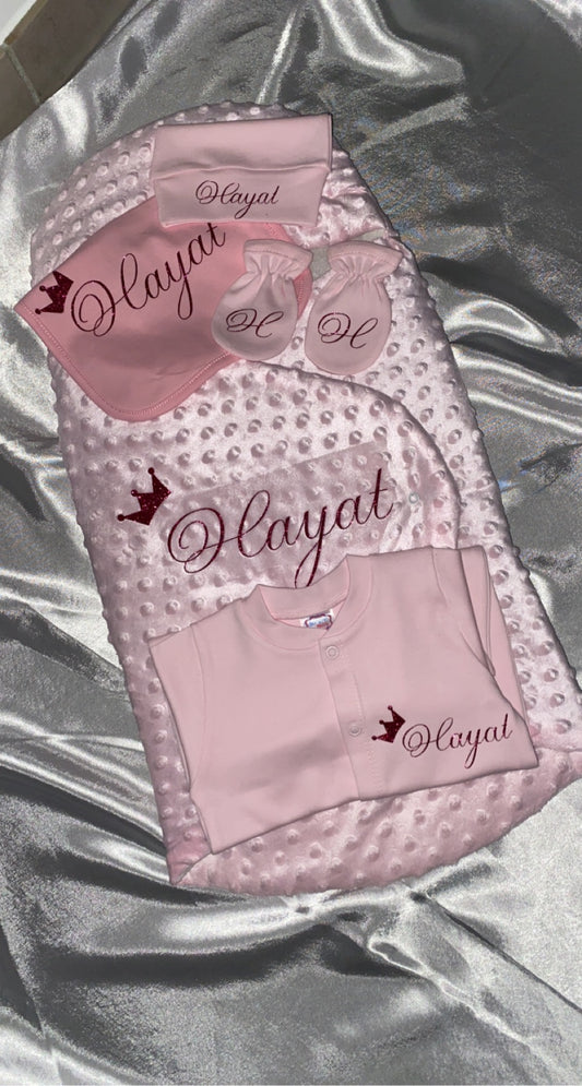 Set 3 pièces rose personnalisé