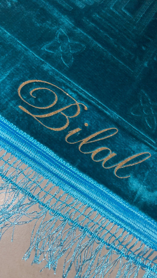 Tapis en velours épais bleu turquoise - personnalisé