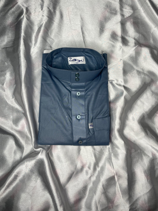 Qamis à col - bleu