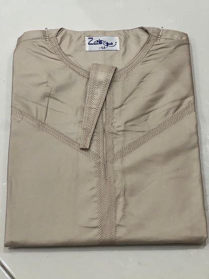 Qamis Omani beige/marron clair personnalisé