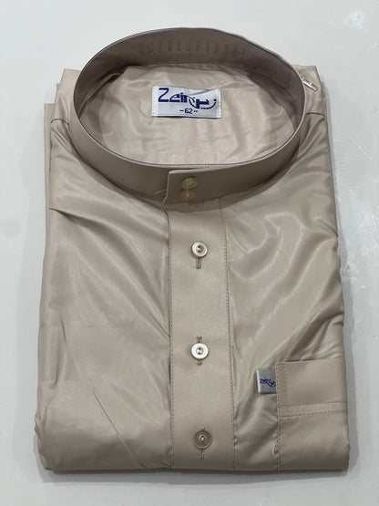 Qamis à col beige/marron clair personnalisé